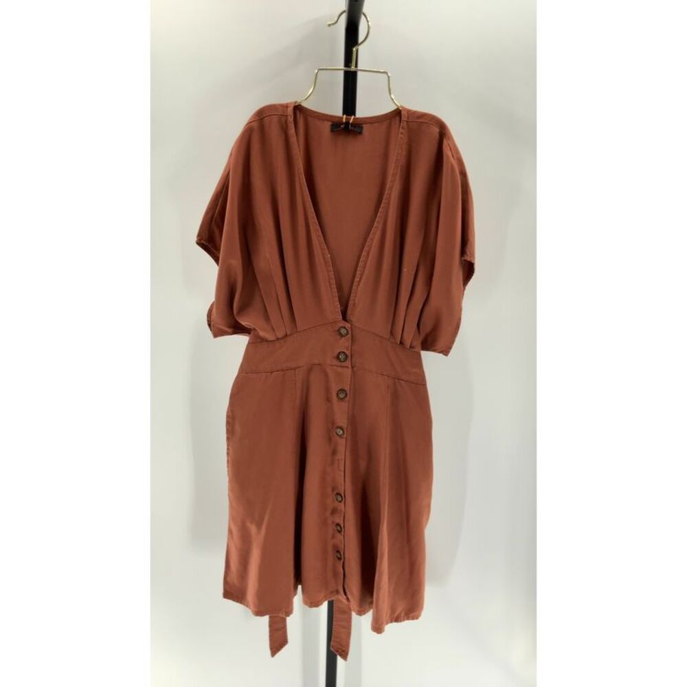 Quince Rust Button-Front Short Dress - Picture 2 of 3